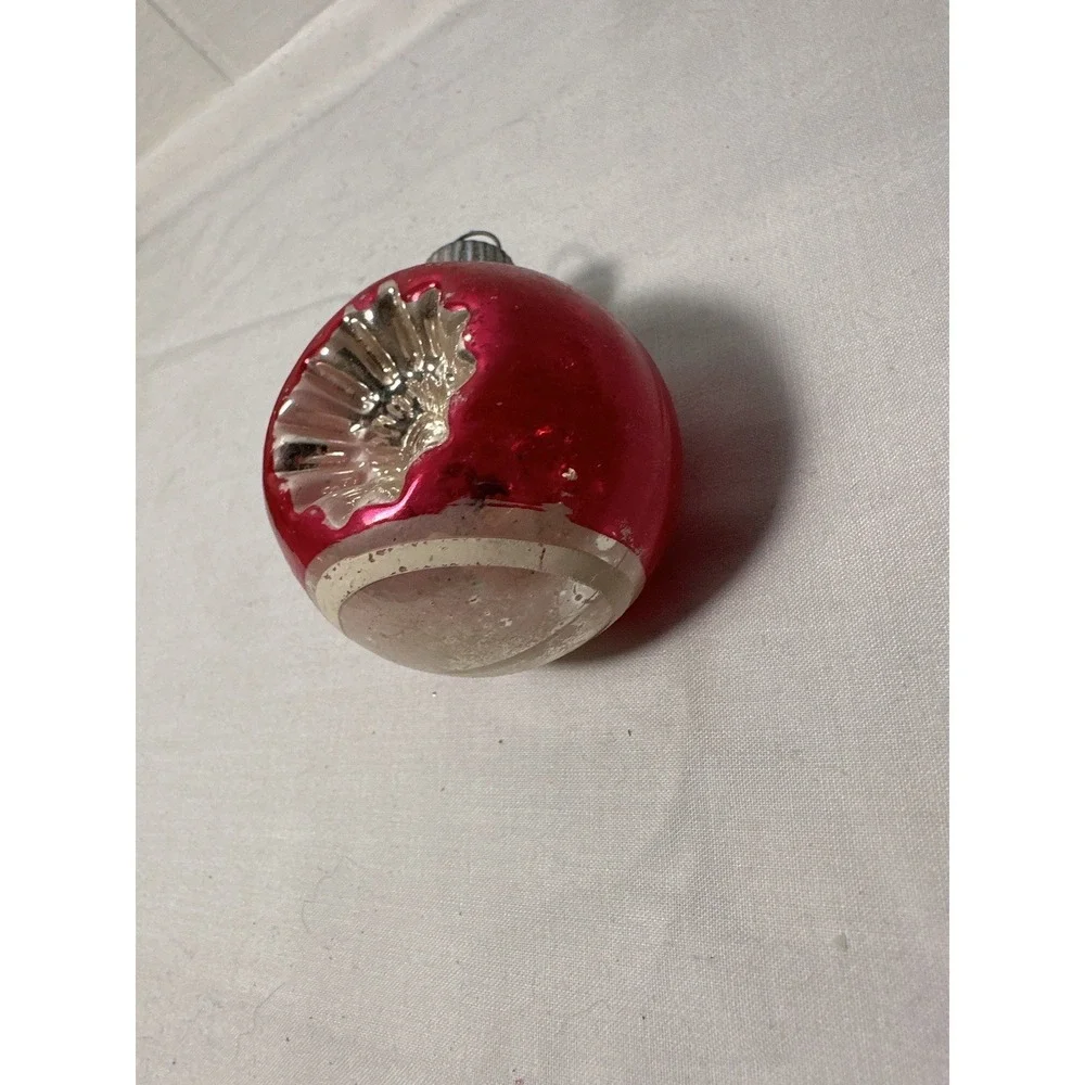 Vintage Christmas Ornament - Double Indent Style‎ Pink & Silver 1950s